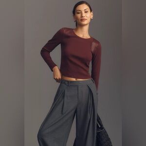 MAEVE FAUX LEATHER INSET TOP